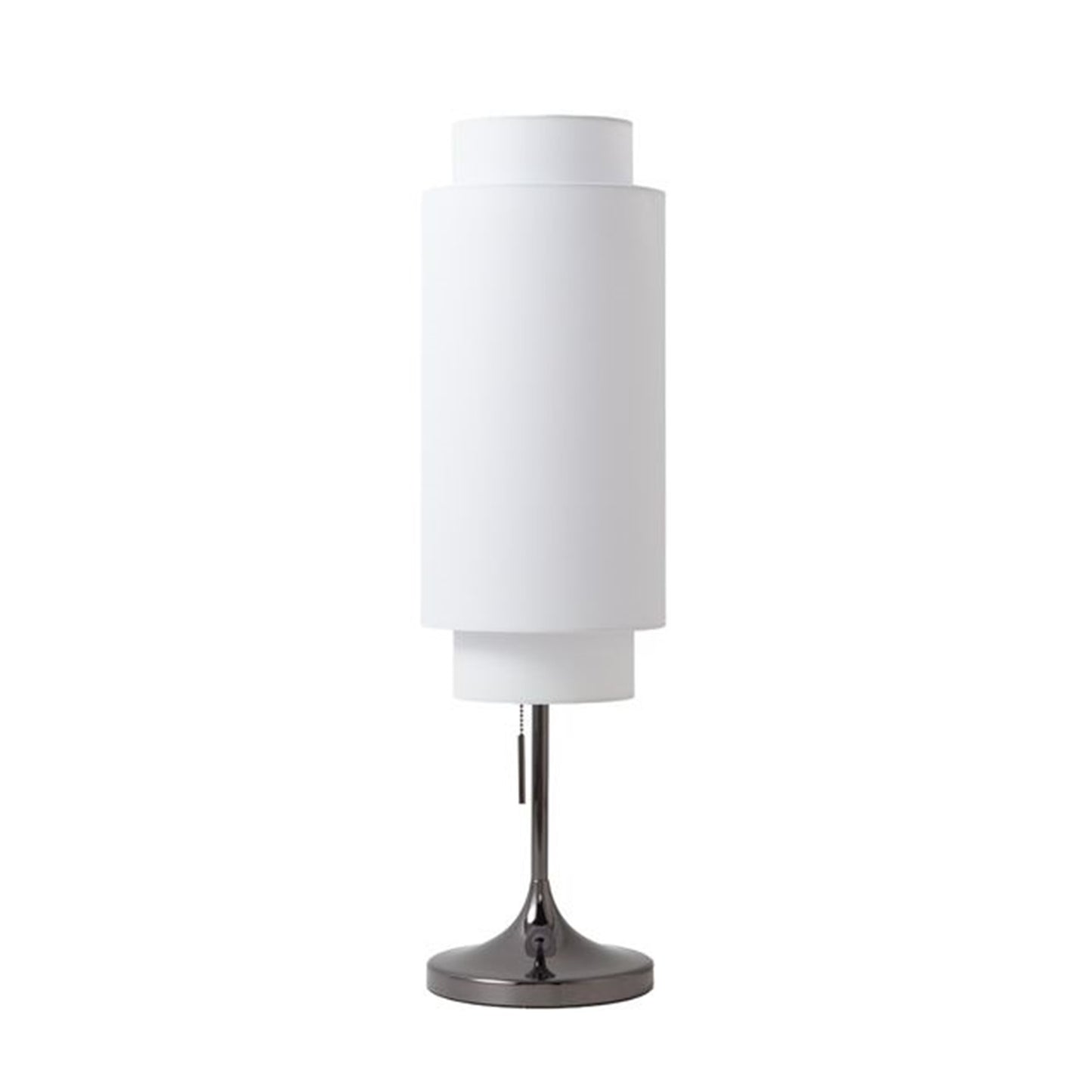 Nova California Lollipop 31in 1-Light Table Lamp | Mid-Century Black Nickel and White Linen | Bedroom & Desk | 12 x 12 x 31 in | Model 1011804BN