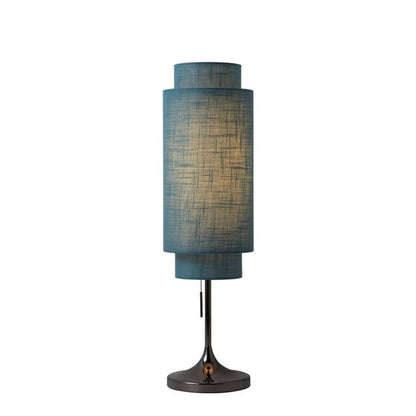 Nova California Lollipop 31in 1-Light Table Lamp | Mid-Century Sky Blue Linen and Black Nickel | Bedroom & Nightstand Accent | Model 1011805BN