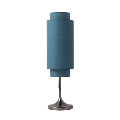 Nova California Lollipop 31in 1-Light Table Lamp | Mid-Century Sky Blue Linen and Black Nickel | Bedroom & Nightstand Accent | Model 1011805BN