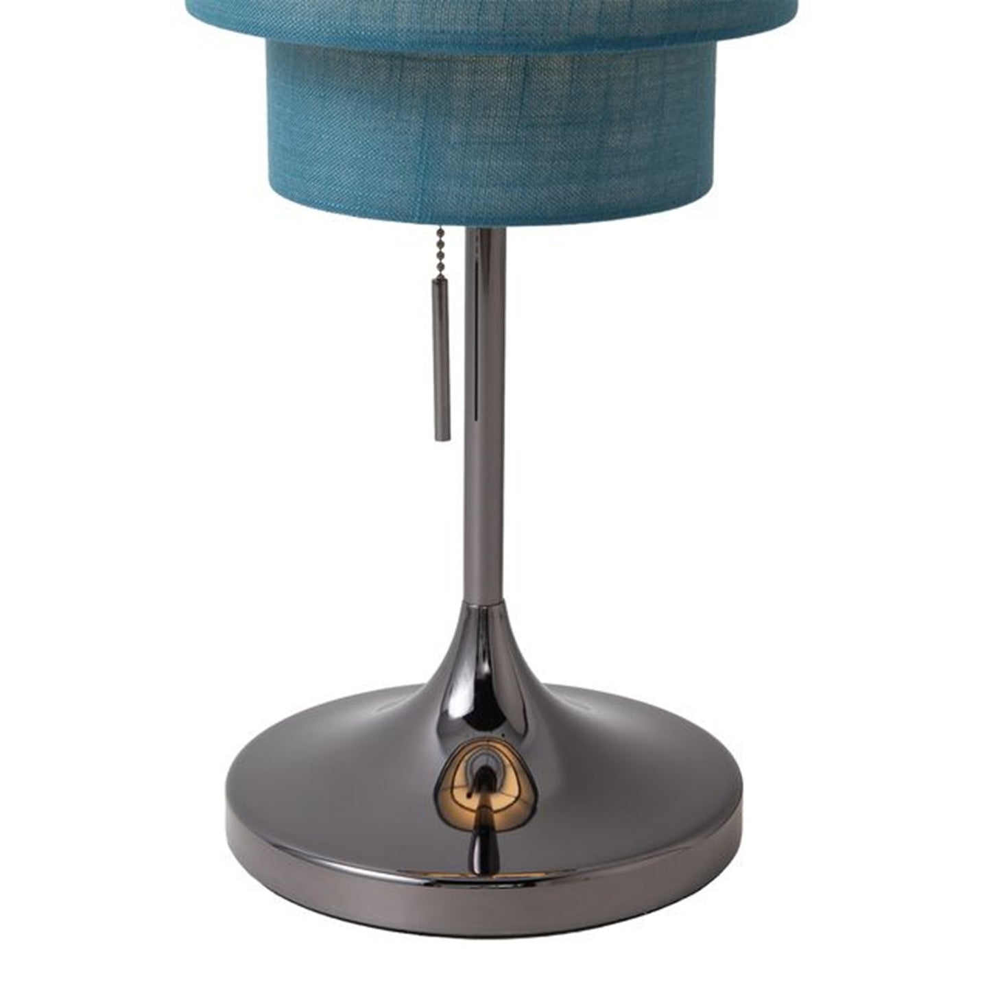 Nova California Lollipop 31in 1-Light Table Lamp | Mid-Century Sky Blue Linen and Black Nickel | Bedroom & Nightstand Accent | Model 1011805BN