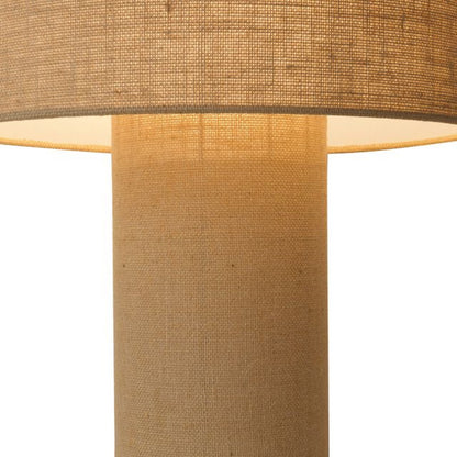 Nova California Moonlight 24in 1-Light Table Lamp | Contemporary Beige Burlap and Marble Base | Living Room & Bedroom | Model 1018593
