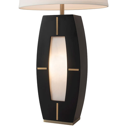 Nova California Delacey 2Lt Table Lamp/Nightlight, Ebony/White Linen