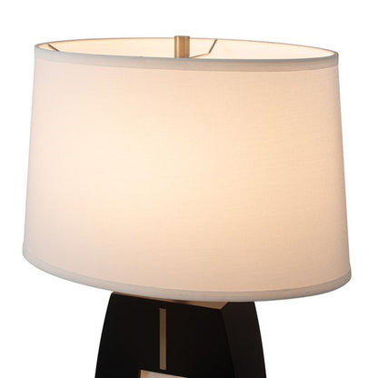 Nova California Delacey 17in 2-Light Table Lamp | Mid-Century Modern Ebony Wood and Weathered Brass White Linen | Living Room & | Model 1030773B