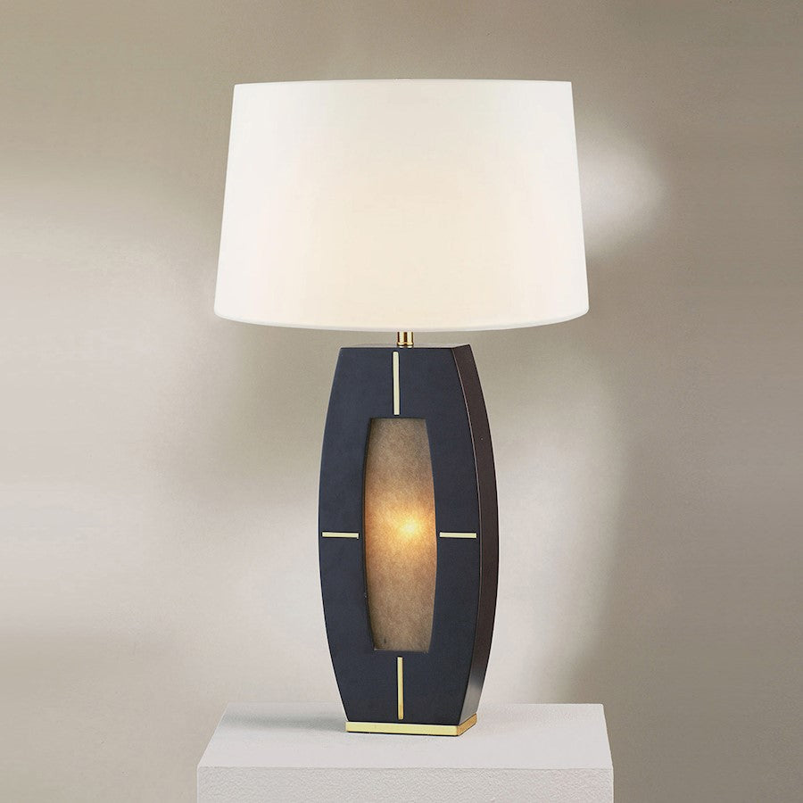 Nova California Delacey 2Lt Table Lamp/Nightlight, Ebony/White Linen