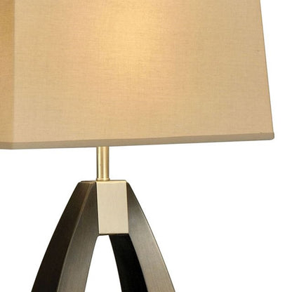 Nova California Trina Table Lamp | Contemporary Pecan Wood and Brushed Nickel with White Linen Shade | Living Room & Bedroom | 30in H | Model 10392