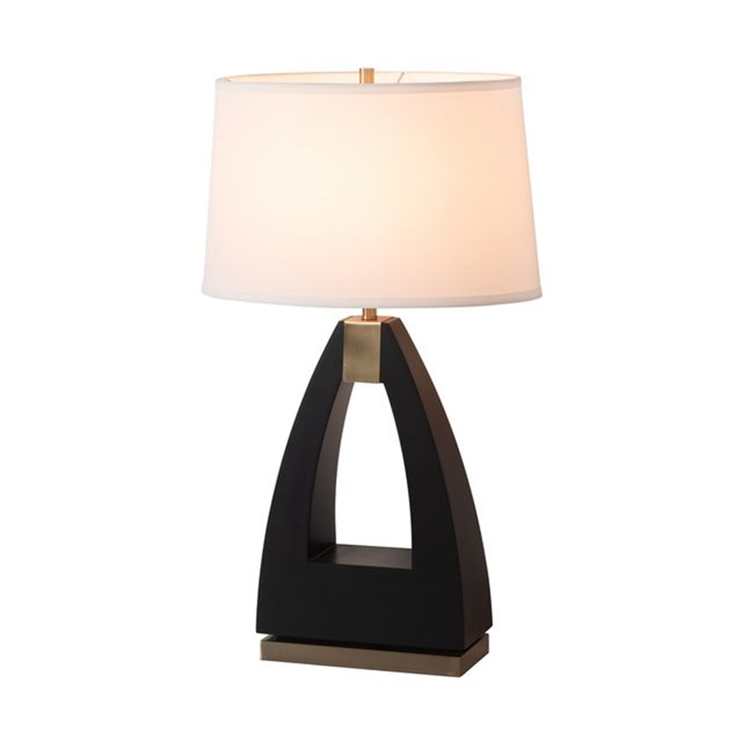 Nova California Trina 31in 1-Light Table Lamp | Mid-Century Ebony and Weathered Brass with White Linen Shade | Living Room & Bedside | Model 10392B