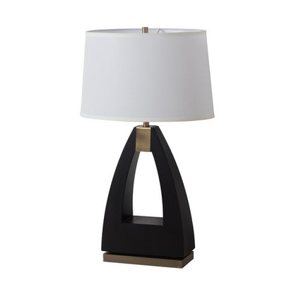 Nova California Trina 31in 1-Light Table Lamp | Mid-Century Ebony and Weathered Brass with White Linen Shade | Living Room & Bedside | Model 10392B