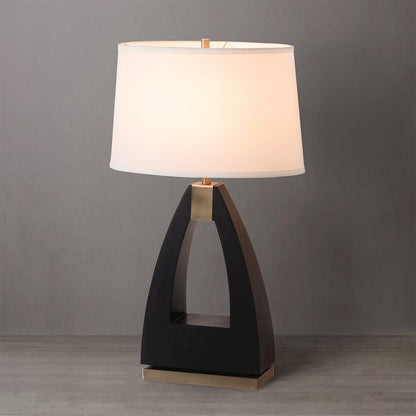 Nova California Trina 1 Light Table Lamp, Ebony/Brass/White Linen