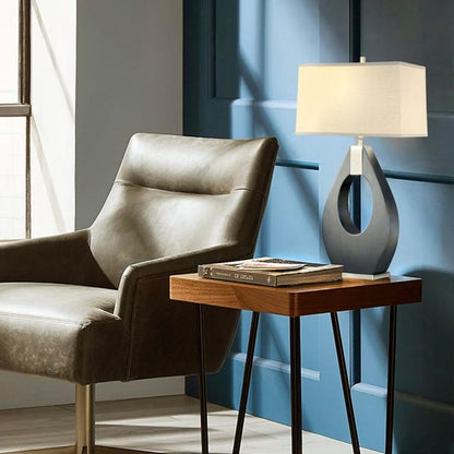 Nova California Pearson 30in Table Lamp | Mid-Century Pecan Wood and Brushed Nickel | Living Room & Bedroom | 1500 Lumens, 2700K | Model 10394