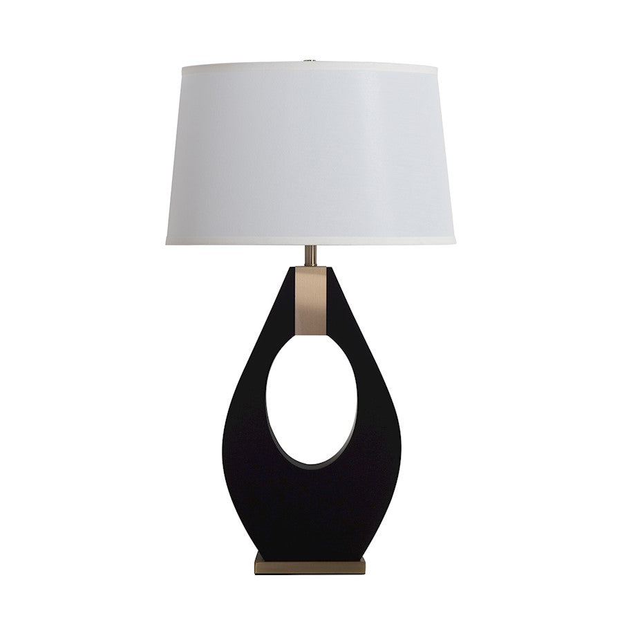 Nova California Pearson 1 Light Table Lamp, Ebony/Brass/White Linen