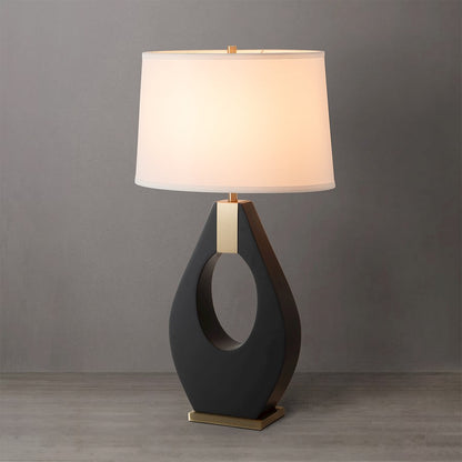 Nova California Pearson 1 Light Table Lamp, Ebony/Brass/White Linen