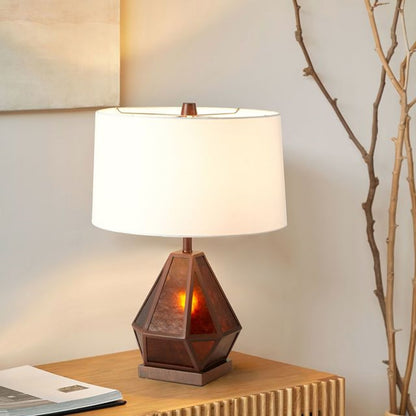 Nova California Mica 22in Table Lamp | Transitional Bronze and Amber Mica Mineral | Living Room & Bedroom Nightstand | 16 x 16 x 26 in | Model 107723