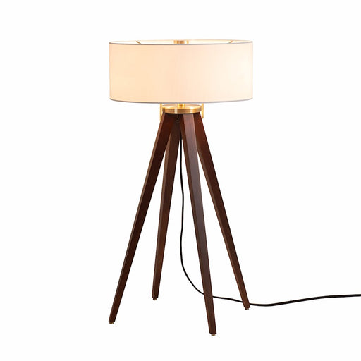 Nova California Quattro 1 Light Table Lamp, Walnut Wood/Brass/White - 10859DB