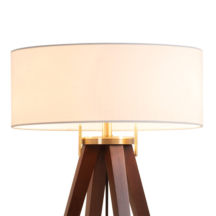 Nova California Quattro 1 Light Table Lamp, Walnut Wood/Brass/White