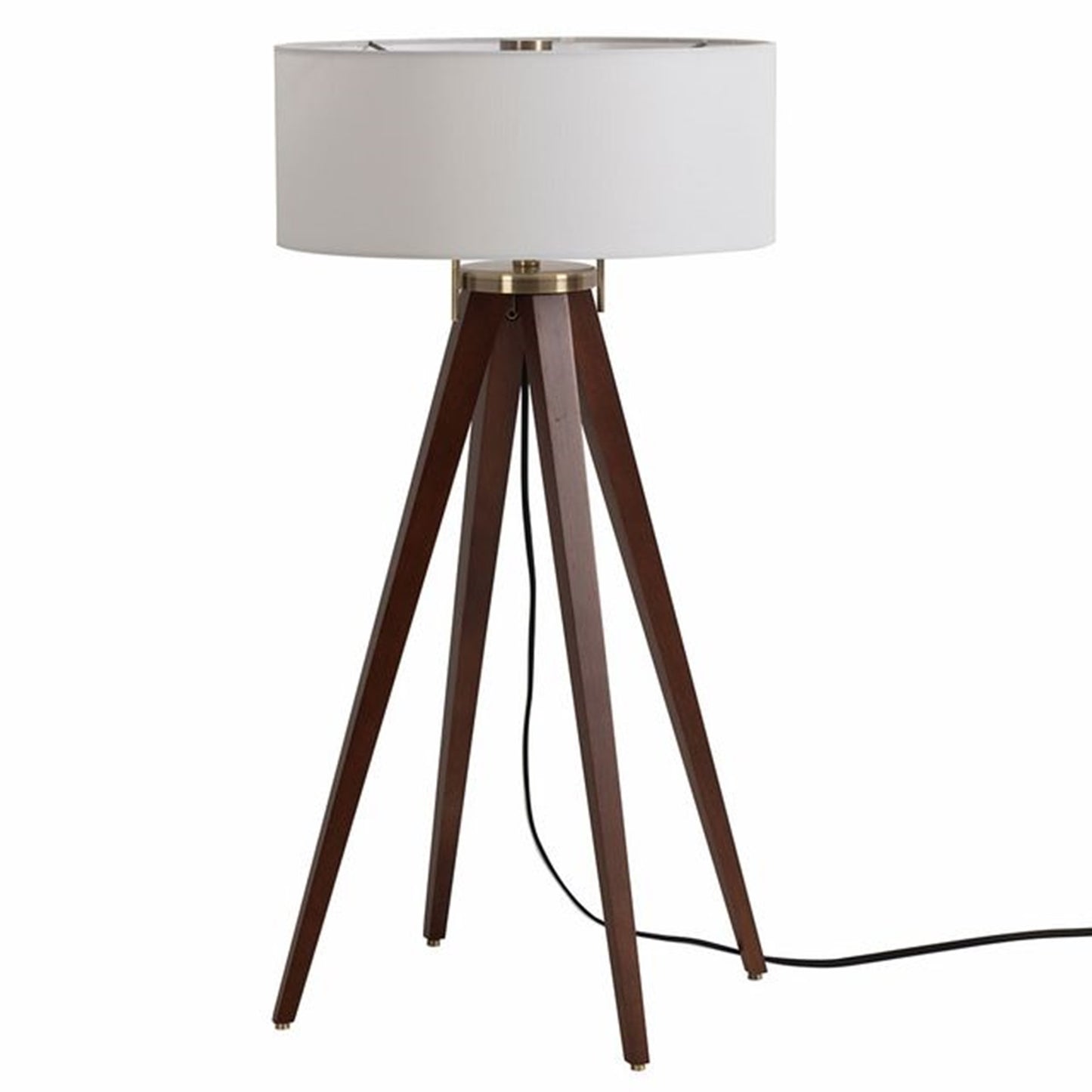 Nova California Quattro 31in 1-Light Table Lamp | Mid-Century Dark Walnut and Weathered Brass | Living Room & Bedroom | Model 10859DB
