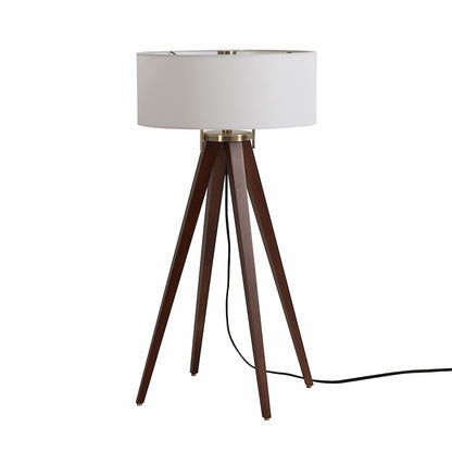 Nova California Quattro 1 Light Table Lamp, Walnut Wood/Brass/White