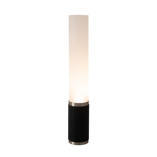 Nova California Tambo Cylindro 29in Accent Table Lamp | Black Oak Wood and Satin Nickel with White Acrylic Shade | Living Room & | Model 1110800BO