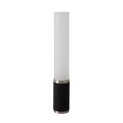 Nova California Tambo Cylindro 29in Accent Table Lamp | Black Oak Wood and Satin Nickel with White Acrylic Shade | Living Room & | Model 1110800BO