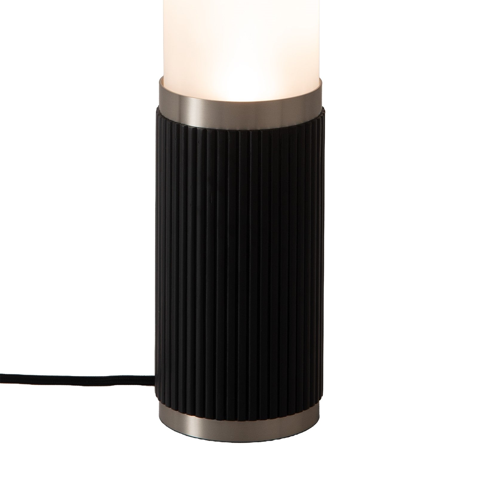 Nova California Tambo Cylindro 29in Accent Table Lamp | Black Oak Wood and Satin Nickel with White Acrylic Shade | Living Room & | Model 1110800BO