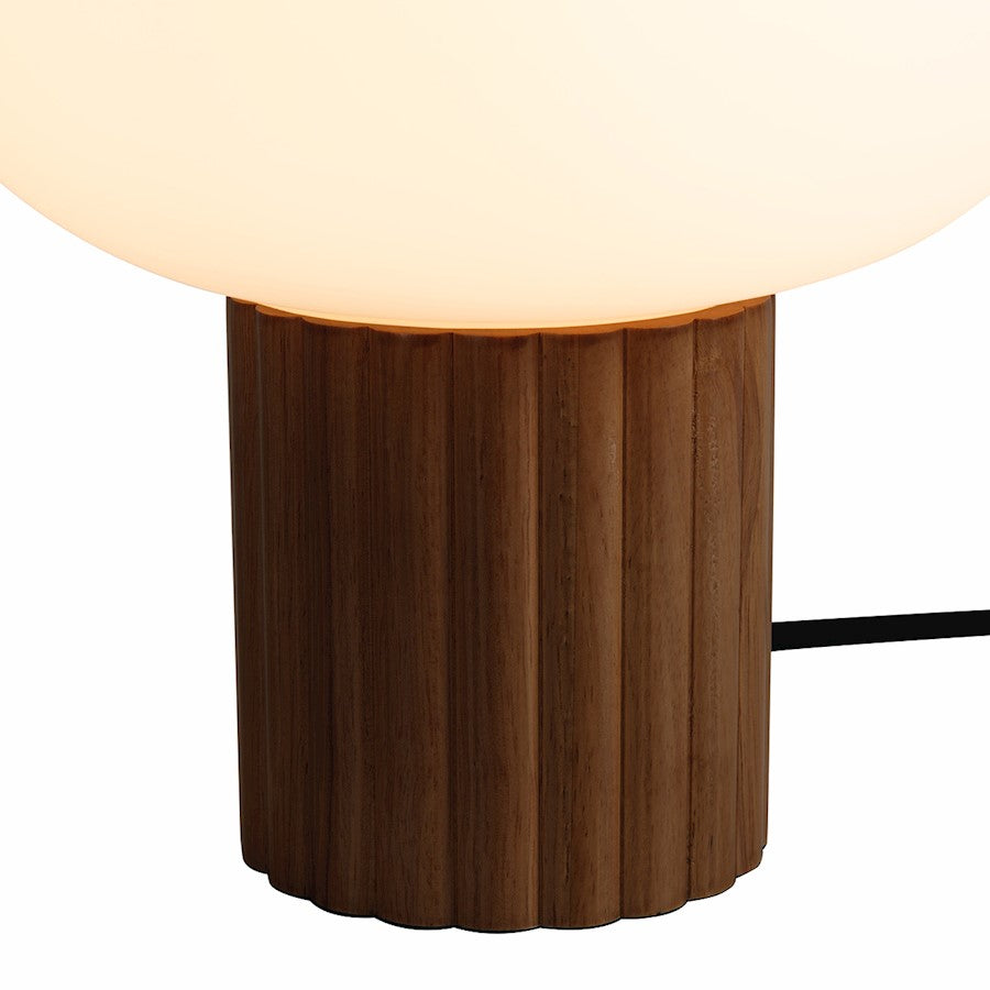 Nova California Tambo 1 Light Accent Lamp, Walnut Wood/Brass/White