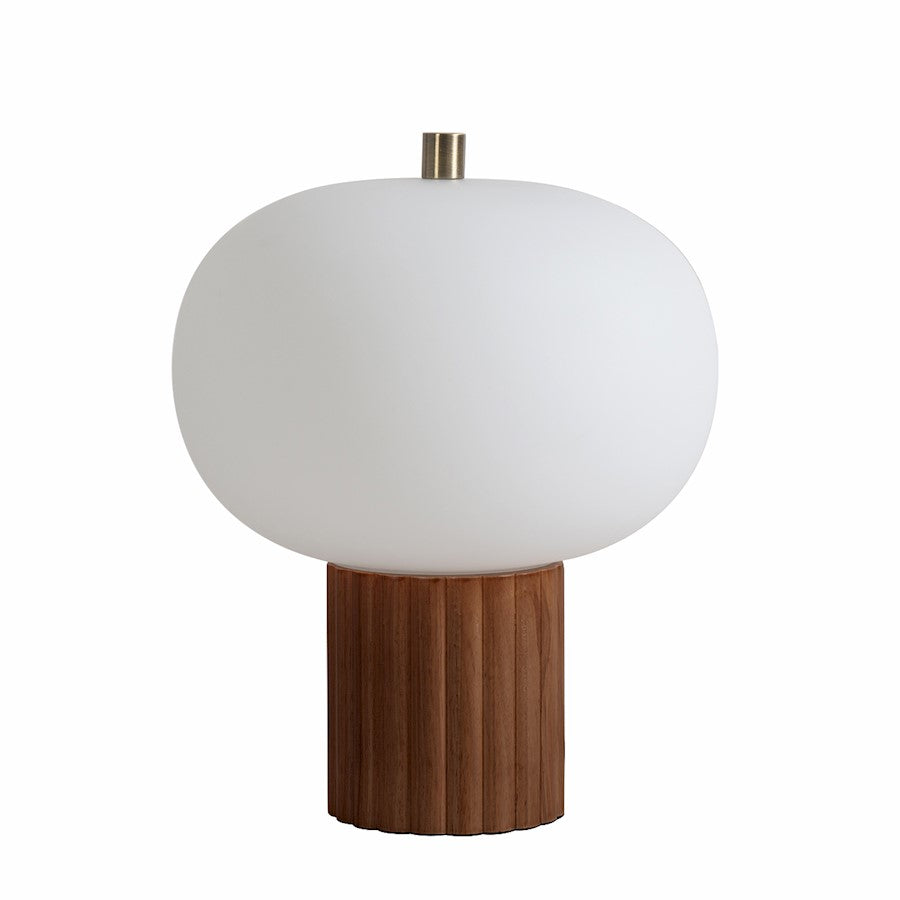 Nova California Tambo 1 Light Accent Lamp, Walnut Wood/Brass/White