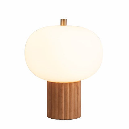 Nova California Tambo 26in 1-Light Accent Table Lamp | Mid-Century Natural Ash Wood and Weathered Brass White Linen | Living Room & | Model 1110832LW