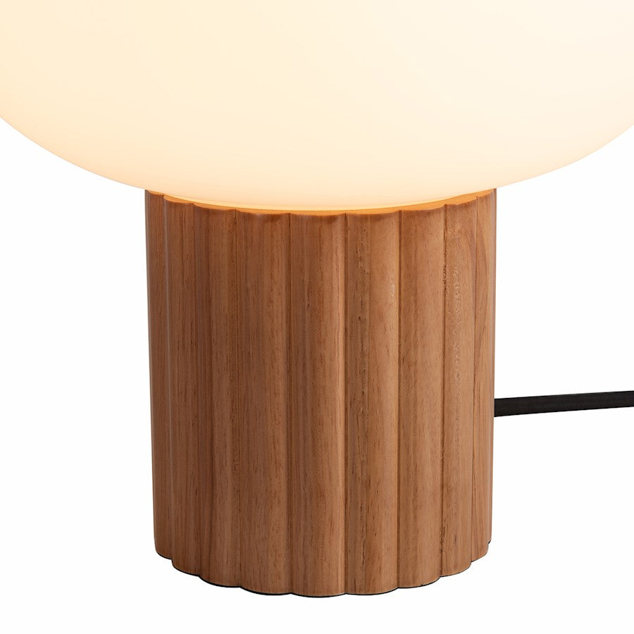 Nova California Tambo 1 Light Accent Lamp, Ash Wood/Brass/White