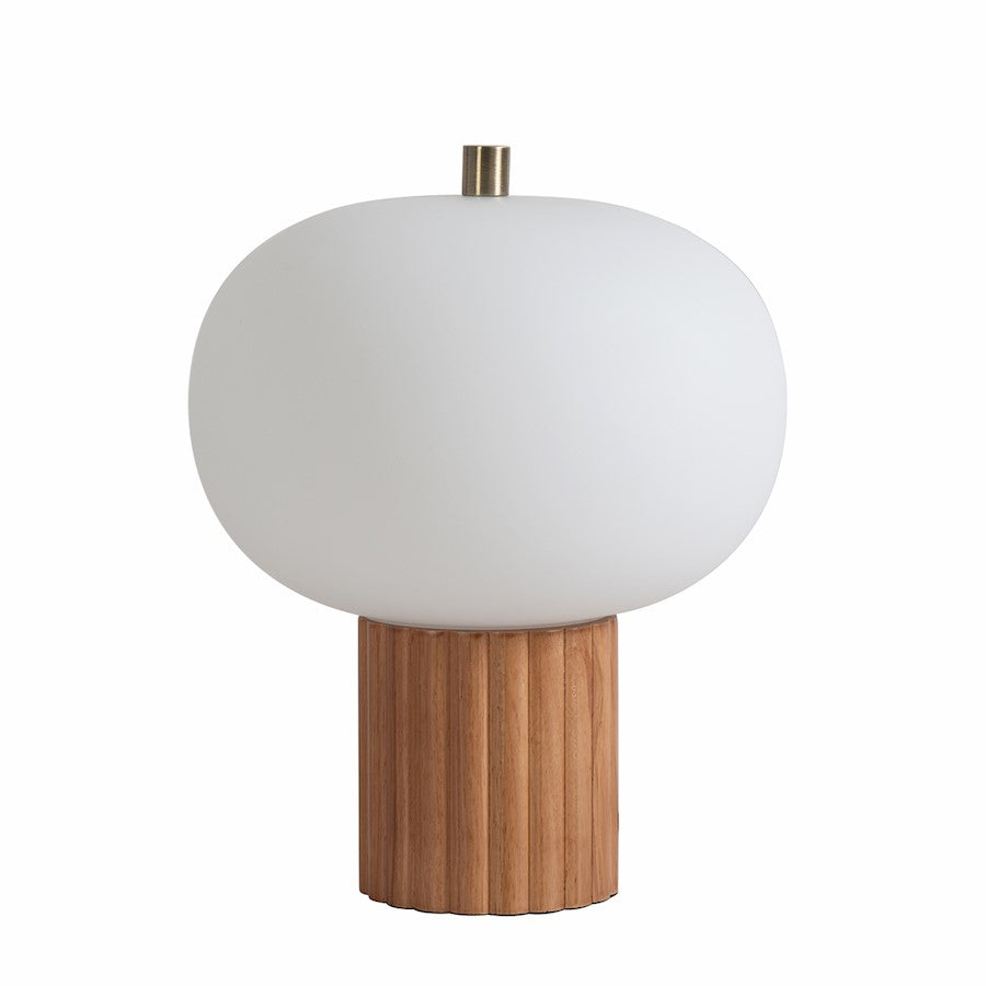 Nova California Tambo 1 Light Accent Lamp, Ash Wood/Brass/White