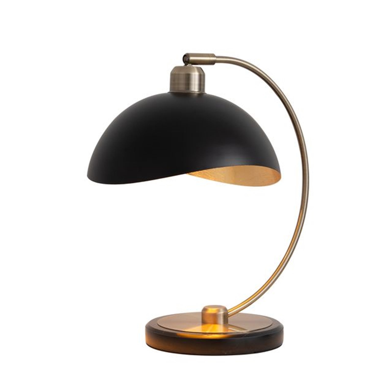 Nova California Luna Bella 15in Table Lamp | Mid-Century Modern Matte Black and Weathered Brass with Gold Leaf Metal Shade | Model 1111060WB