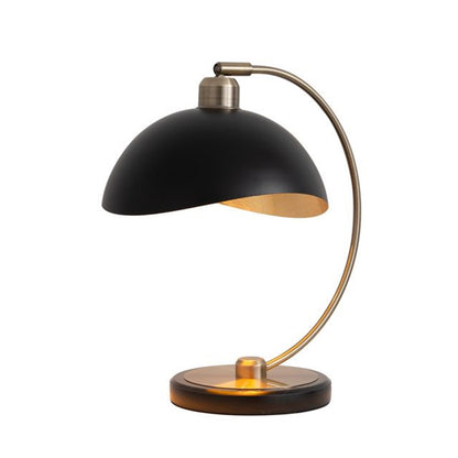 Nova California Luna Bella 15in Table Lamp | Mid-Century Modern Matte Black and Weathered Brass with Gold Leaf Metal Shade | Model 1111060WB
