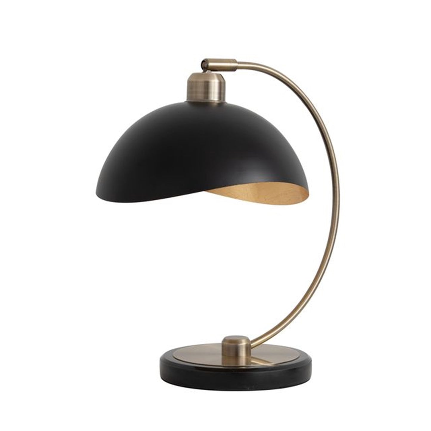 Nova California Luna Bella 15in Table Lamp | Mid-Century Modern Matte Black and Weathered Brass with Gold Leaf Metal Shade | Model 1111060WB