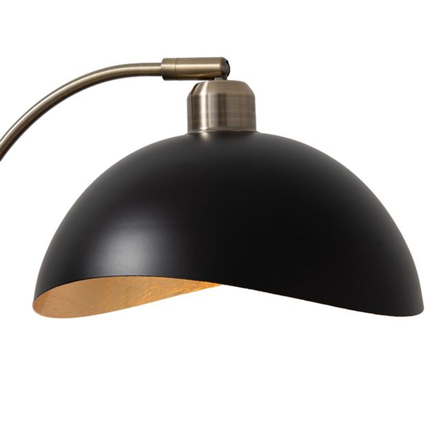 Nova California Luna Bella 15in Table Lamp | Mid-Century Modern Matte Black and Weathered Brass with Gold Leaf Metal Shade | Model 1111060WB
