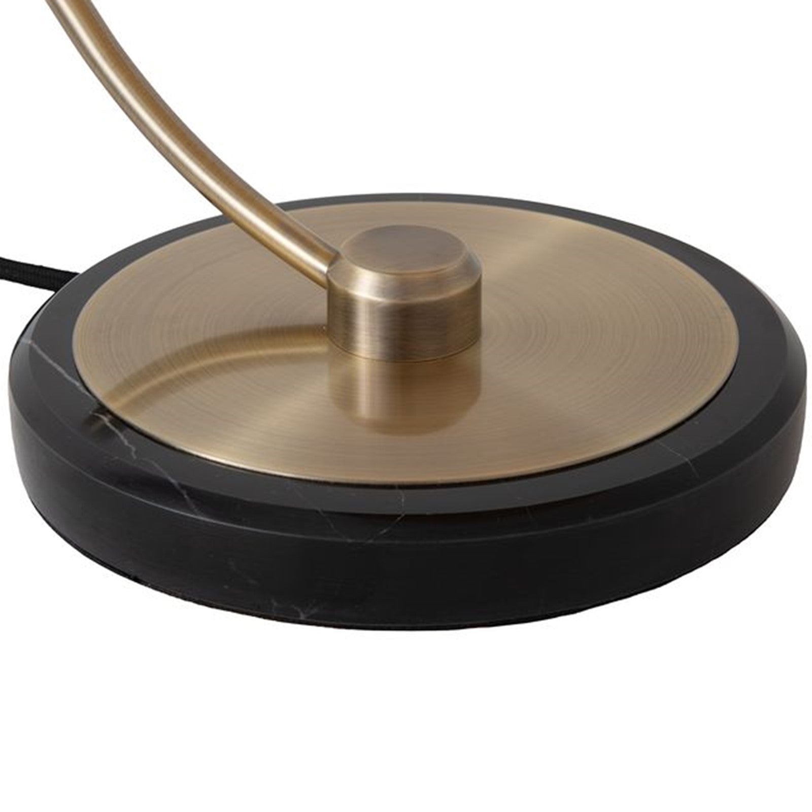Nova California Luna Bella 15in Table Lamp | Mid-Century Modern Matte Black and Weathered Brass with Gold Leaf Metal Shade | Model 1111060WB