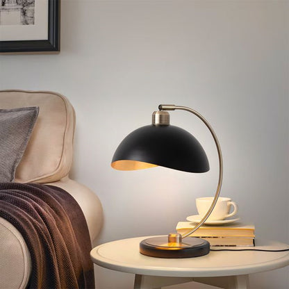 Nova California Luna Bella 15in Table Lamp | Mid-Century Modern Matte Black and Weathered Brass with Gold Leaf Metal Shade | Model 1111060WB