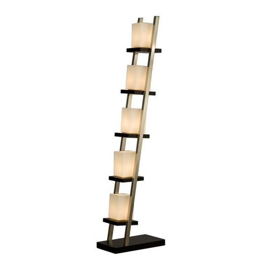 Nova California Escalier 61in 5-Light Floor Lamp | Contemporary Espresso/Brushed Nickel White Glass | Living Room & Office | Model 11815