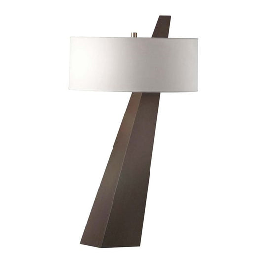 Nova California Obelisk 29in Table Lamp | Contemporary Dark Walnut Wood and White Linen | Living Room & Bedroom | 3000 Lumens, 2700K | Model 11889