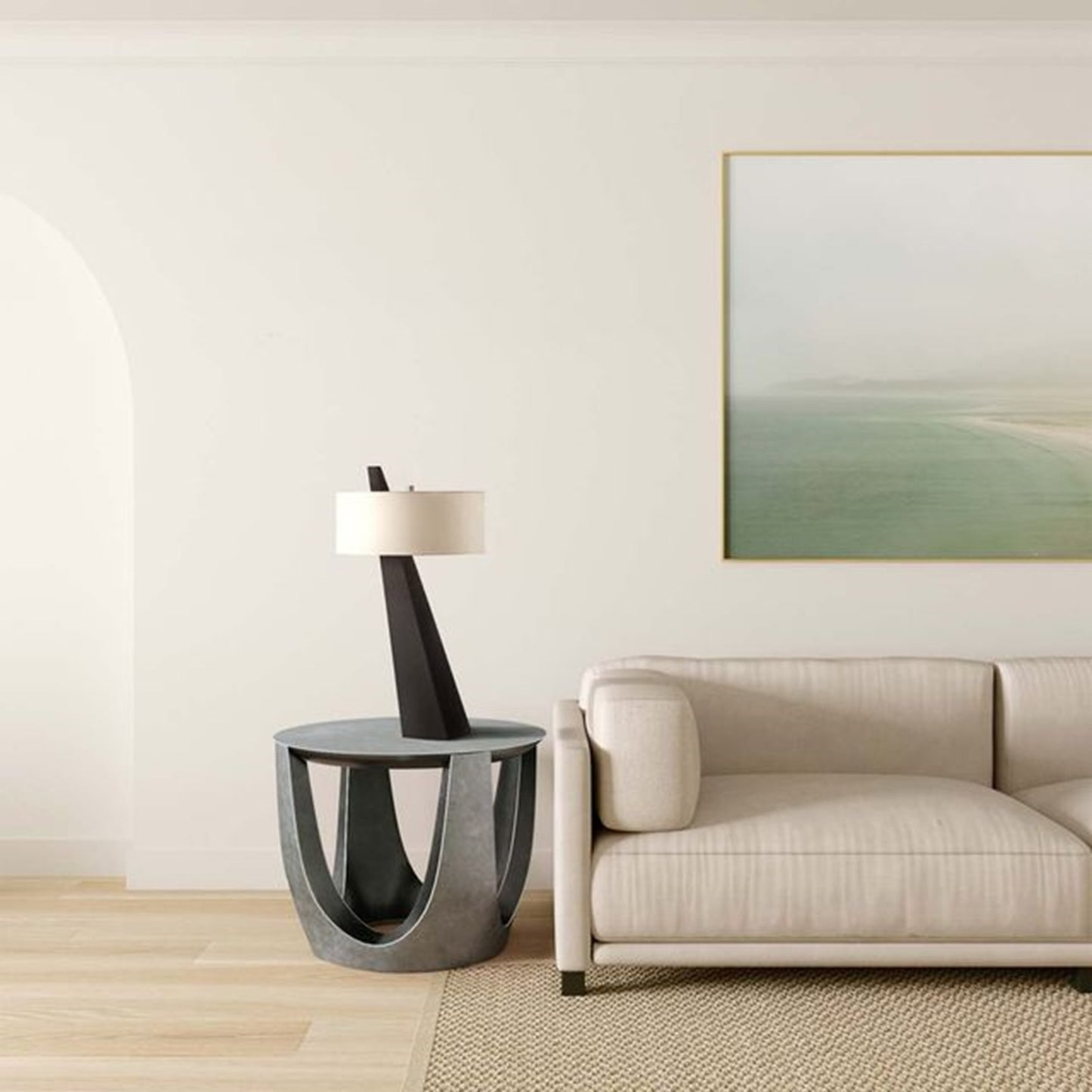 Nova California Obelisk 29in Table Lamp | Contemporary Dark Walnut Wood and White Linen | Living Room & Bedroom | 3000 Lumens, 2700K | Model 11889