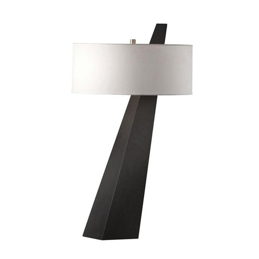 Nova California Obelisk 29in Table Lamp | Contemporary Black Oak Wood and White Linen | Living Room & Bedroom | 1500 Lumens, 2700K | Model 11889BO