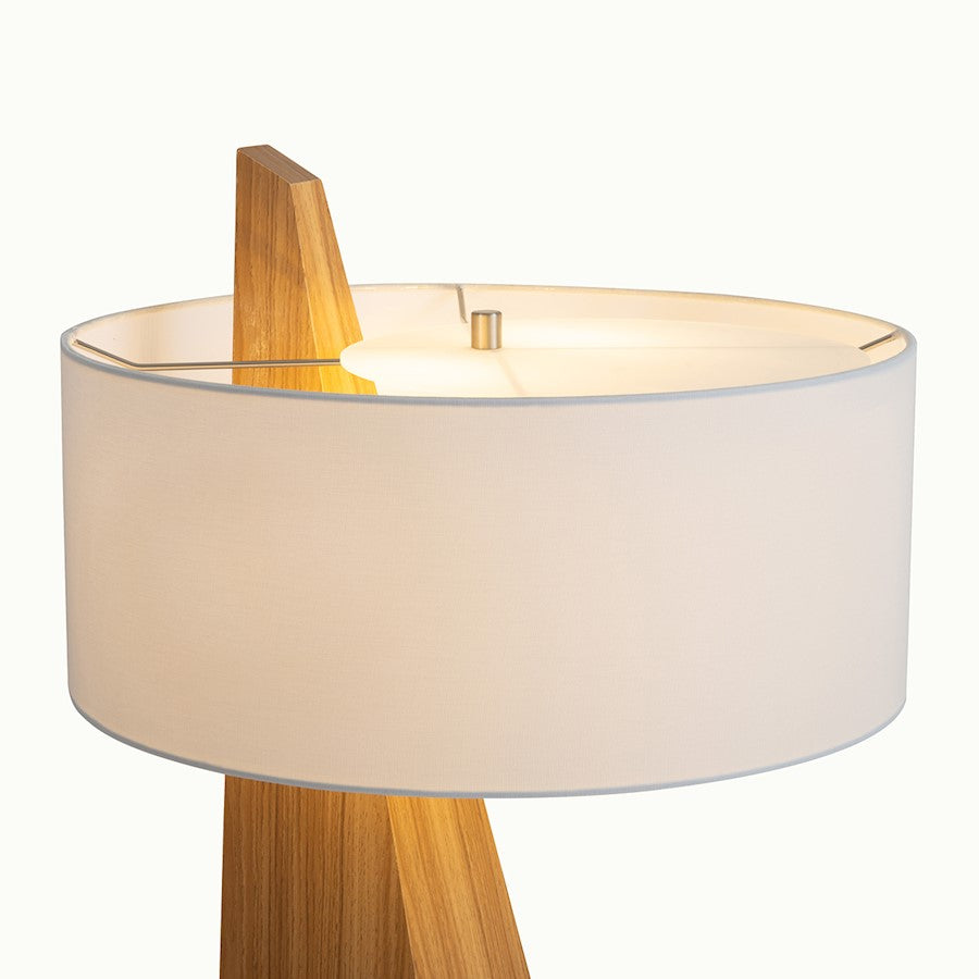 Nova California Obelisk 1 Light Table Lamp, Natural Ash/White