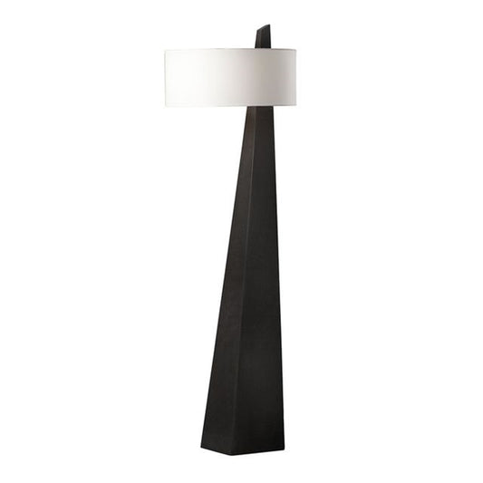 Nova California Obelisk 63in Floor Lamp | Contemporary Black Oak and White Linen | Living Room & Office | 3000 Lumens, 2-Light | Model 11891BO