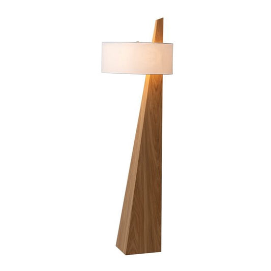 Nova California Obelisk 63in 1-Light Floor Lamp | Mid-Century Natural Ash and White Linen | Living Room & Bedroom | 19 x 19 x 63 in | Model 11891LW