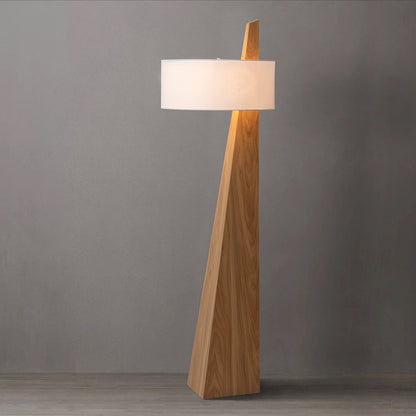 Nova California Obelisk 63in 1-Light Floor Lamp | Mid-Century Natural Ash and White Linen | Living Room & Bedroom | 19 x 19 x 63 in | Model 11891LW