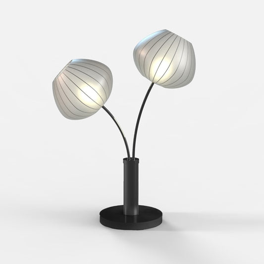 Nova California Bloom 28in 2-Light Table Lamp | Mid-Century Modern Black Nickel and White Satin | Bedside & Console Accent Light | Model 1210799BN