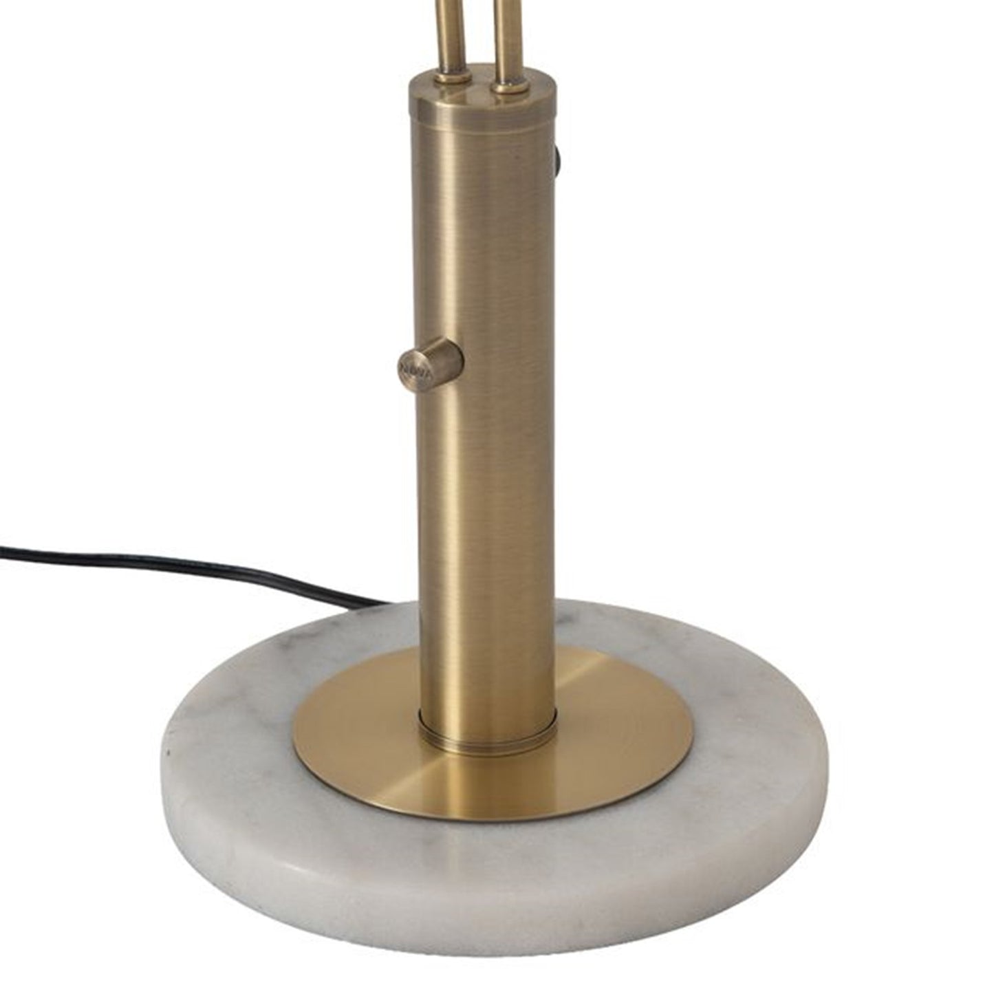Nova California Bloom 30.7in 2-Light Table Lamp | Mid-Century Weathered Brass and White Satin Fabric | Bedside & Reading Nook | Model 1210799WB