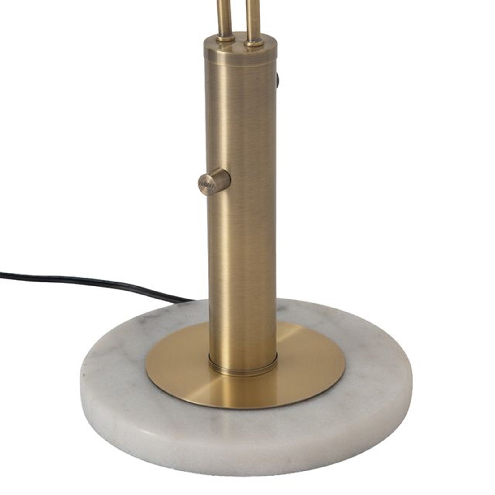 Nova California Bloom 30.7in 2-Light Table Lamp | Mid-Century Weathered Brass and White Satin Fabric | Bedside & Reading Nook | Model 1210799WB