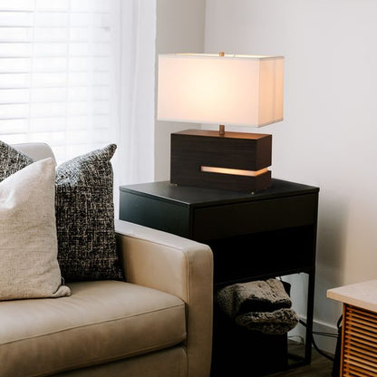 Nova California Zen Reclining 2-Light Table Lamp | Modern Ebony and Weathered Brass Wood | Living Room & Bedroom Reading Light | Model 130284BG