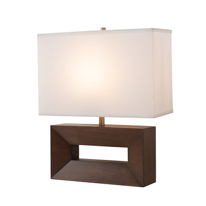 Nova California Julie Reclining 24in 1-Light Table Lamp | Mid-Century Modern Dark Walnut and Weathered Brass with White Linen Shade | Model 1310830DW