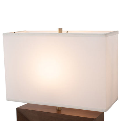 Nova California Julie Reclining 24in 1-Light Table Lamp | Mid-Century Modern Dark Walnut and Weathered Brass with White Linen Shade | Model 1310830DW