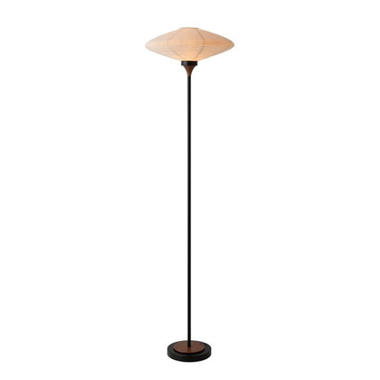 Nova California Roswell 70in Torchiere Floor Lamp | Mid-Century Matte Black and White Linen | Living Room & Bedroom Ambient Light | Model 15010833MB