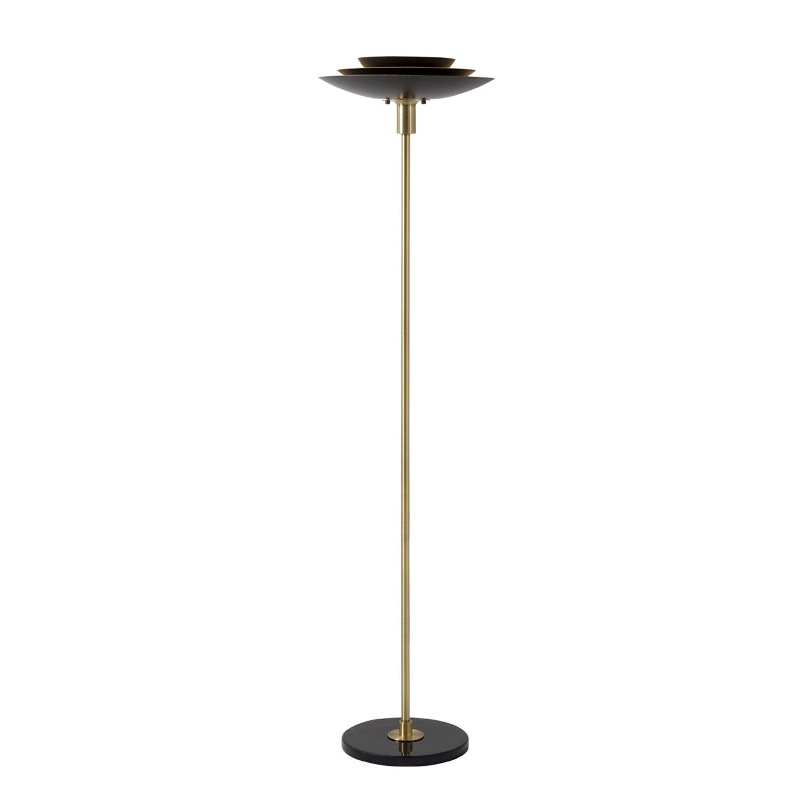 Nova California Rancho Mirage 22in Torchiere Floor Lamp | Mid-Century Matte Black and Gold-Leaf Steel | Living Room & Bedroom | Model 1510824WB
